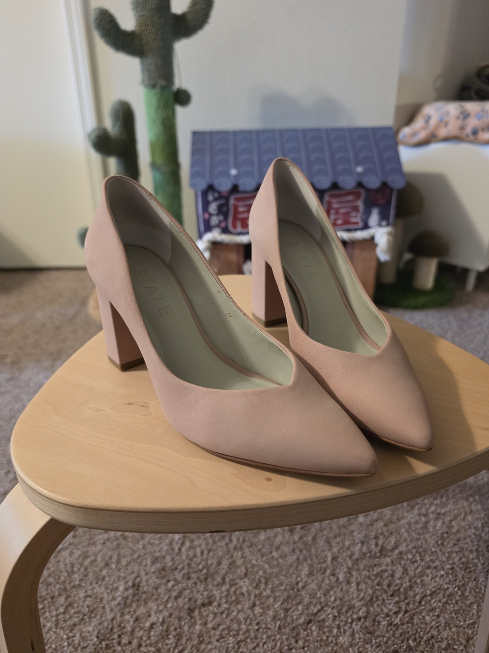 Women's Blush Pink Block Heel Pumps